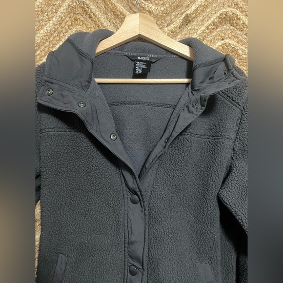 5.11 Tactical Women's FRANCES FLEECE COAT with Hood, Size Small, Dark Grey - Picture 4 of 13